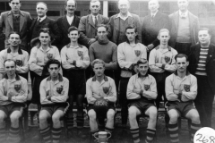 Back: Dave Shirley, ?, Frank Gascoigne, Sid Cox, Gilbert Newman, ? Adams (Sandford), Bob Jarvis. Middle: Val Gardner, Peter Bauckham, Ron Gascoigne, Les Berry, Ben Churchill, Bill Gascoigne, Les Newman.