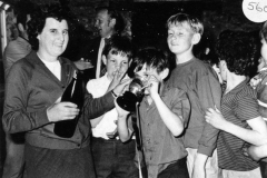 Mary Wood, Norman Monk in the background. John Bunce, Richard Wood, Steve Monk, Tim Fowler, Melvin Wetherall.