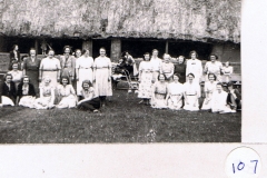 1950s. The Womens' Institute Cricket Team (left side) at The Sands, Barton Abbey. Back row, l to r: Barbara Wood, Hilda Cox, Ada Stockford, Majorie Irons, Monica Pratley, Hilda Gascoigne, Mary Osment. Other team unknown.