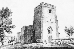 1823 North west view of Steeple Barton Church. Drawing by J C Buckler.
