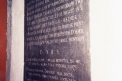 1990 Stone on wall in organ loft. Joane Humfrey died 1611, aged 74.