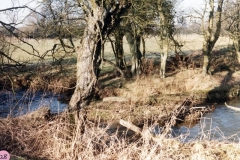 1986 Old water wheel near site of cottages in the Fields.