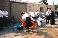 20 August 1995 V.J. Day Parade, Service and Children's party. Reverend Tony Davies far right.