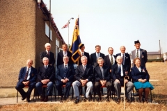 20 August 1995 V.J. Royal British Legion. Back row: Robert Pim, Dave Shirley, Nobby Clark, Horace Wood, ?, Nigel Wood, John Cameron. Front row: ?, Bob Adams, ? Harry Imbert, Tony Davis, ?, Jess Newman.