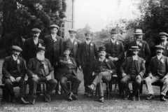 1912 Middle Barton Flower Show. The committee and judges. Back row l to r: Jackman, George Hopes, George Stockford, Percival Grimsley, William Holmes, William Brain?, Charles Marsh. Front row: Judges? Mr. Constable with white beard, second from left.