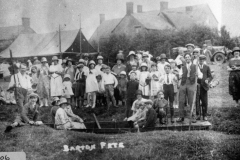 c. 1930 Chapel fete. Mill stream in field on north side of South Street. 16 and 18 South Street in the background.