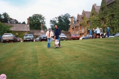 June 1987 Steeple Barton Church fete at Barton Abbey. Lucy and Martin Norton and Jack.