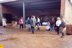 April 1989 Open afternoon at Manor Farm, Westcote Barton. ?, ?, Jan Allen, Mr. and Mrs. Pattie, ?,?, Sarah Pinion, Sue Wood, Mr. and Mrs. Norgrove.