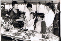 1961 Flower Show, Rectory, Middle Barton. Flower Shows have since been revived by the Bartons and District Horticultural Society and are held at the Sports and Social Club.