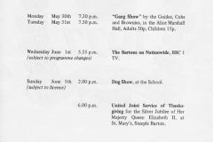 1977 The Bartons Jubilee Celebrations - Souvenir Programme of Events - inside front page.