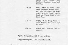 1977 The Bartons Jubilee Celebrations - Souvenir Programme of Events - second page.