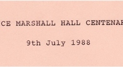 July 9 1988 Alice Marshall Hall Centenary.