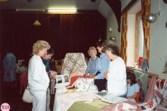 July 9 1988 Alice Marshall Hall Centenary. Dorn Quilters: Joan Nuttall, Joan Blamey, Patricia Richards. Looking on: Sue Godfrey and Barbara Baskerville.