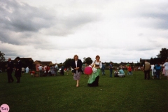 July 9 1988 Playing fields.Left: Ginny White. Julie Reed with the balloon.