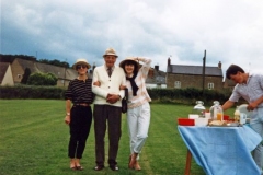 July 9 1988 Playing fields. Cricket match interval. Mr. Hawkins and Patricia Hawkins.