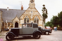 July 9 1988 Middle Barton Primary School Exhibition. Vintage car belonging to Mr. G. Divey, Middle Barton garage.