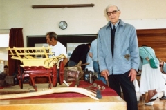 July 9 1988 Middle Barton Primary School Exhibition. Mr. Ken Castle and his model wagon.