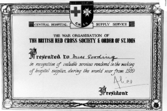 WW II Miss Gooding - Red Cross commendation.