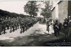 WW II - 1941. Church Parade passing Church Farm. Major P. Fleming leading the parade.