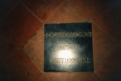 Memorial stones in the chancel of Westcote Barton Church.
