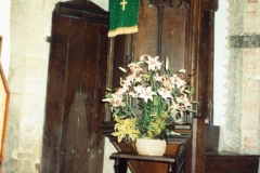1987 Pulpit and door to the staircase. This used to lead to the loft where candles were kept alight in front of the rood (the Crucifix) above the rood screen.