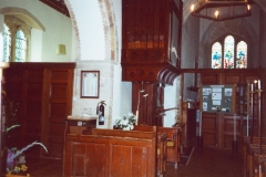 August 1998 Flower festival with history group boards. Note: organ no longer screened by panelling.