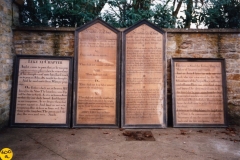 1995 Boards found at the old Rectory. Lord's Prayer, Ten Commandments and the Creed.